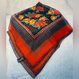 Italian Cinzia Fiori for Tie Rack Poppy and Rose Scarf